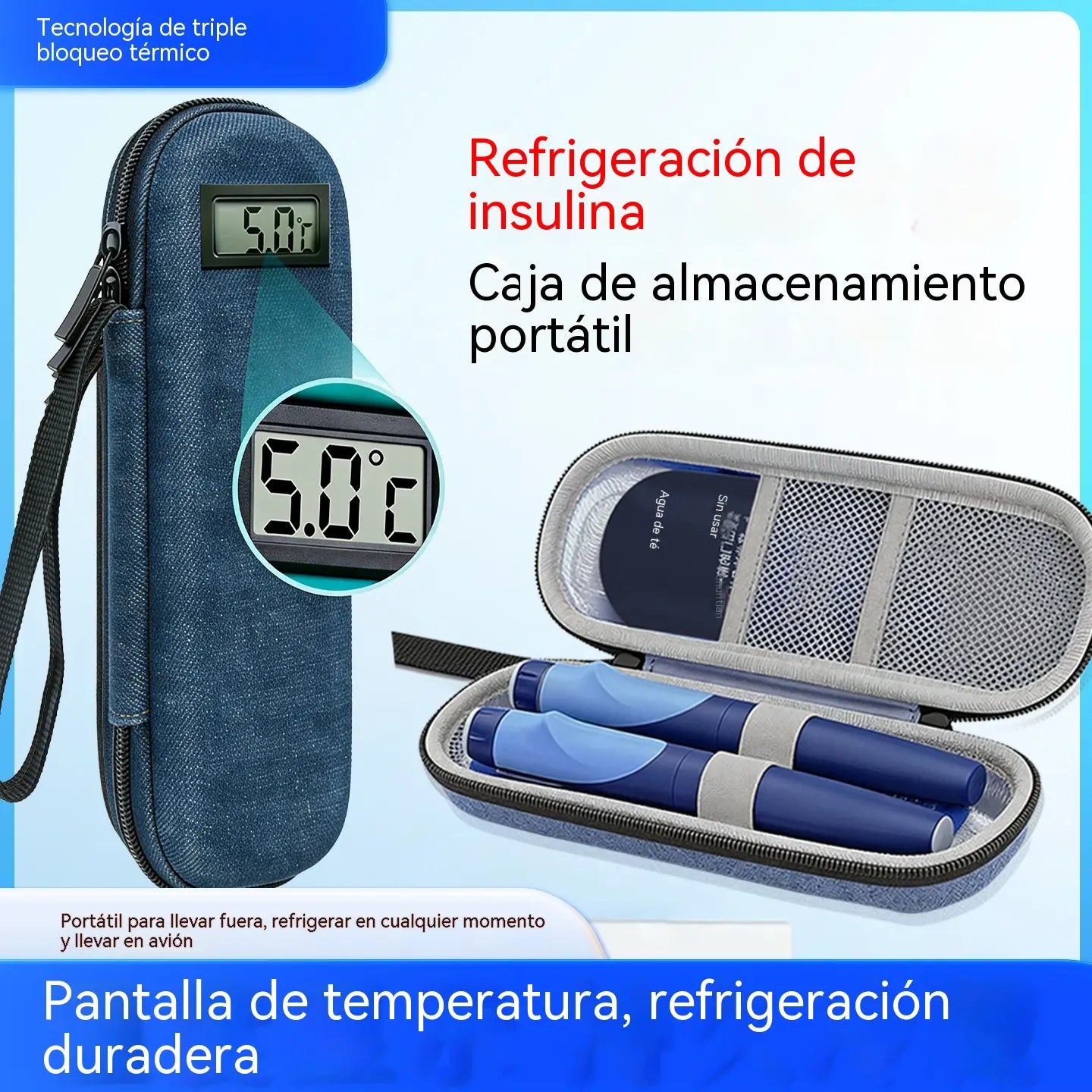 ❄️✈️Nevera portátil para insulina con indicador de temperatura