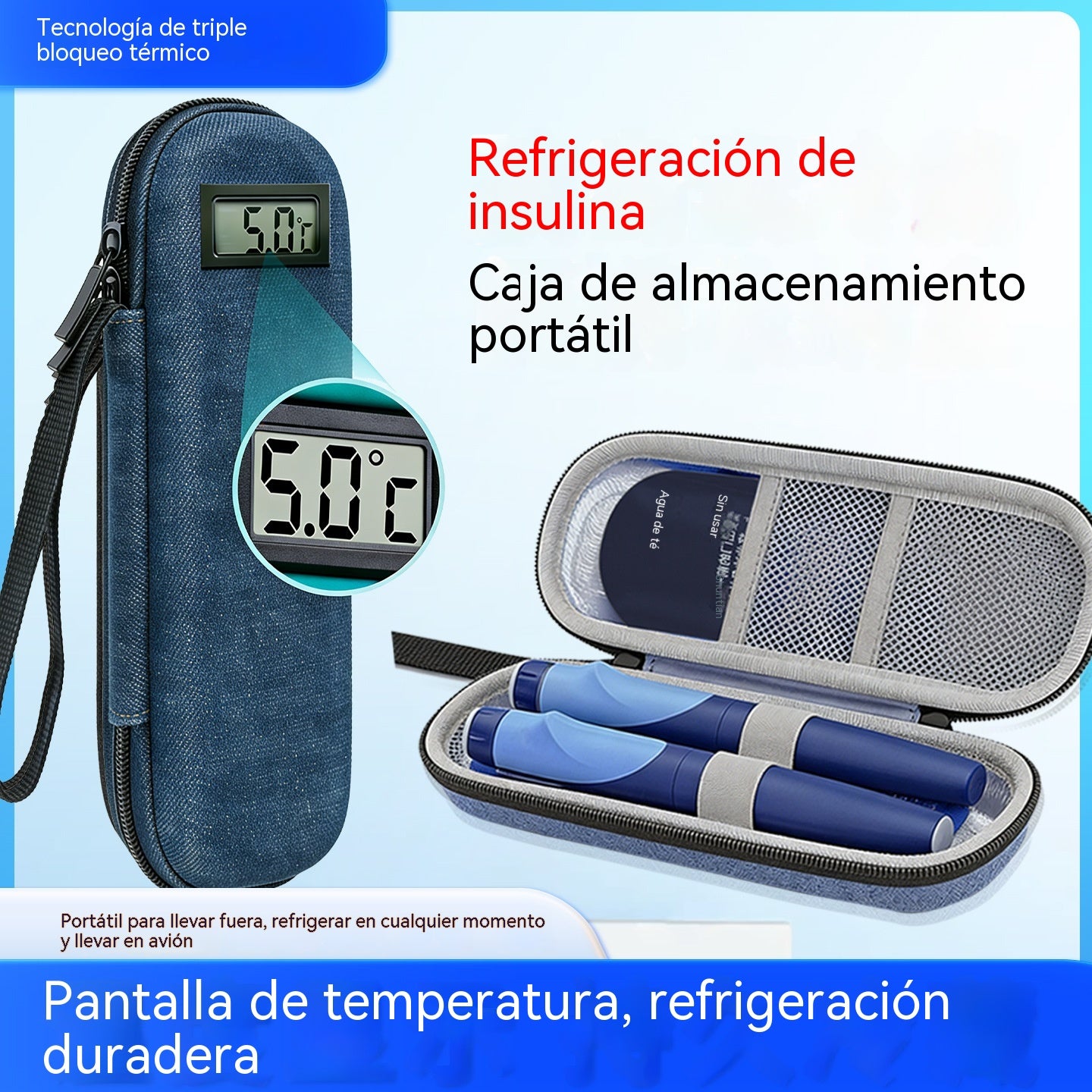 ❄️✈️Nevera portátil para insulina con indicador de temperatura