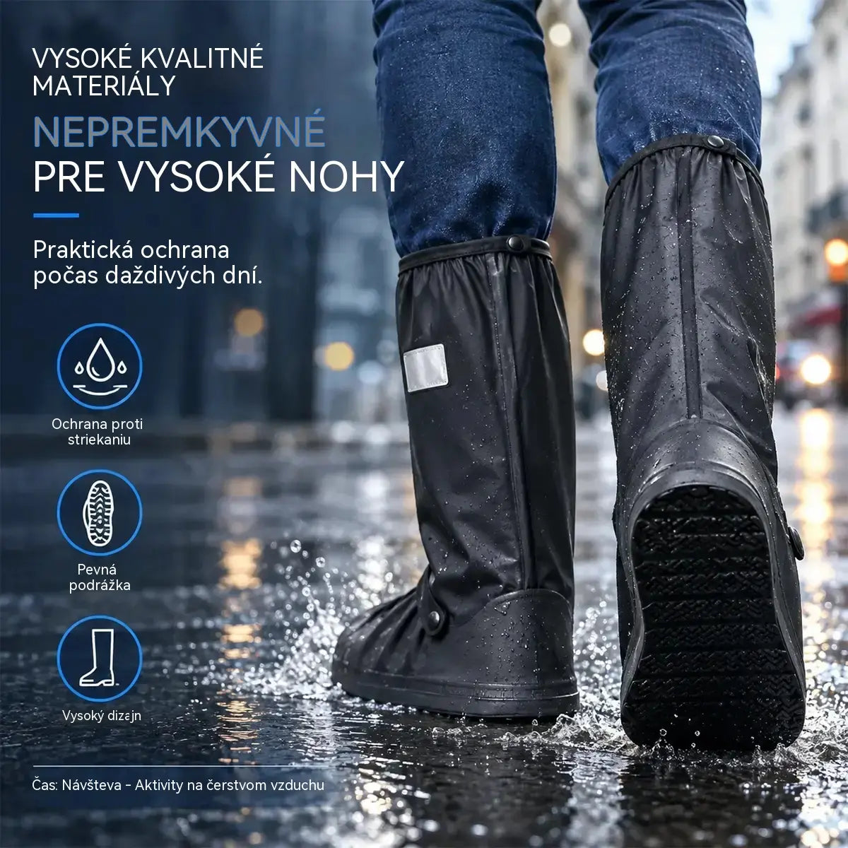Nejlepší ochrana před deštěm! Vysoké nepromokavé návleky na boty (výška 40 cm)! Silná protiskluzová podrážka · Odolné PVC · K dispozici v černé a průhledné barvě!