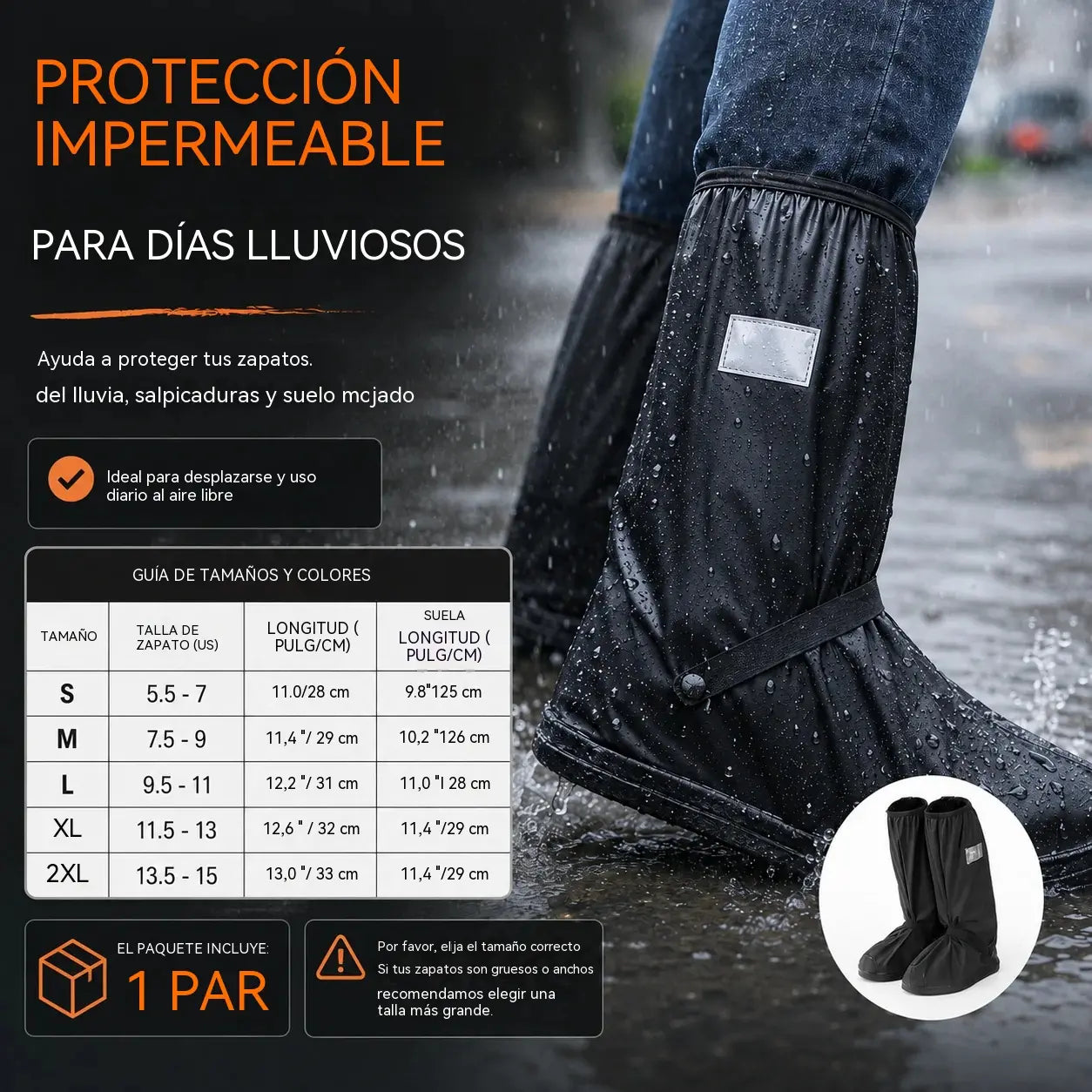 🌧️✨Nuevos cubrezapatos antideslizantes, de caña alta, gruesos e impermeables, reutilizables, adecuados para días de lluvia, condiciones de barro y nieve.