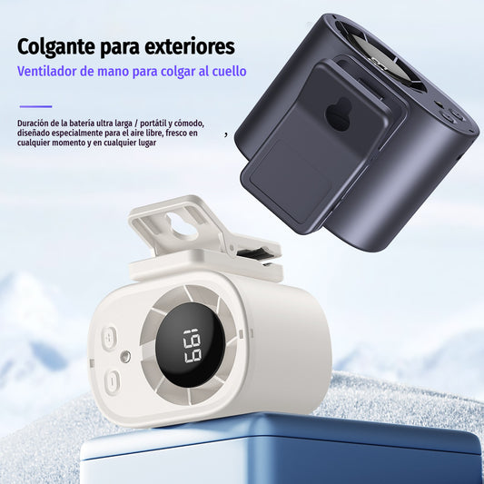 Mini ventilador portátil con motor sin escobillas de alta velocidad.