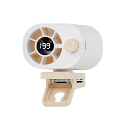 🌀 Ventilador manos libres con pantalla LED, clip integrado y múltiples velocidades de viento ajustables; potente flujo de aire.