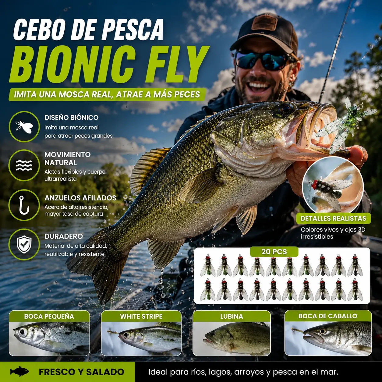 🐟🎣【40 piezas 26 euros】🔥Cebo para moscas biónico🔥【Compre 20 y obtenga 20 gratis】