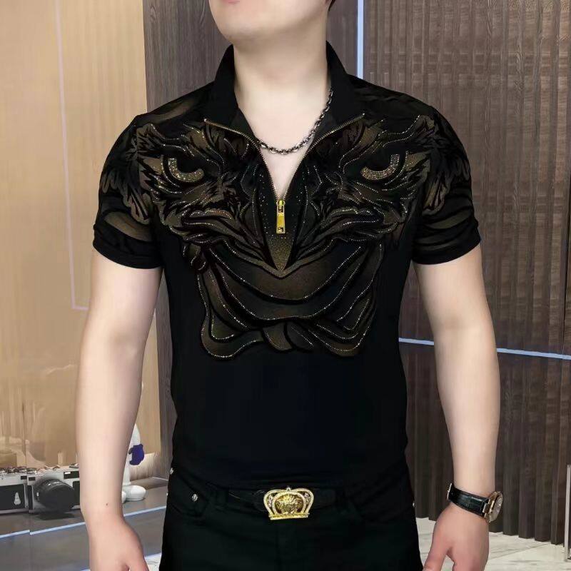 🔥【Gran Valor】🔥Polo con solapa con muesca y cremallera para hombre - Negro clásico