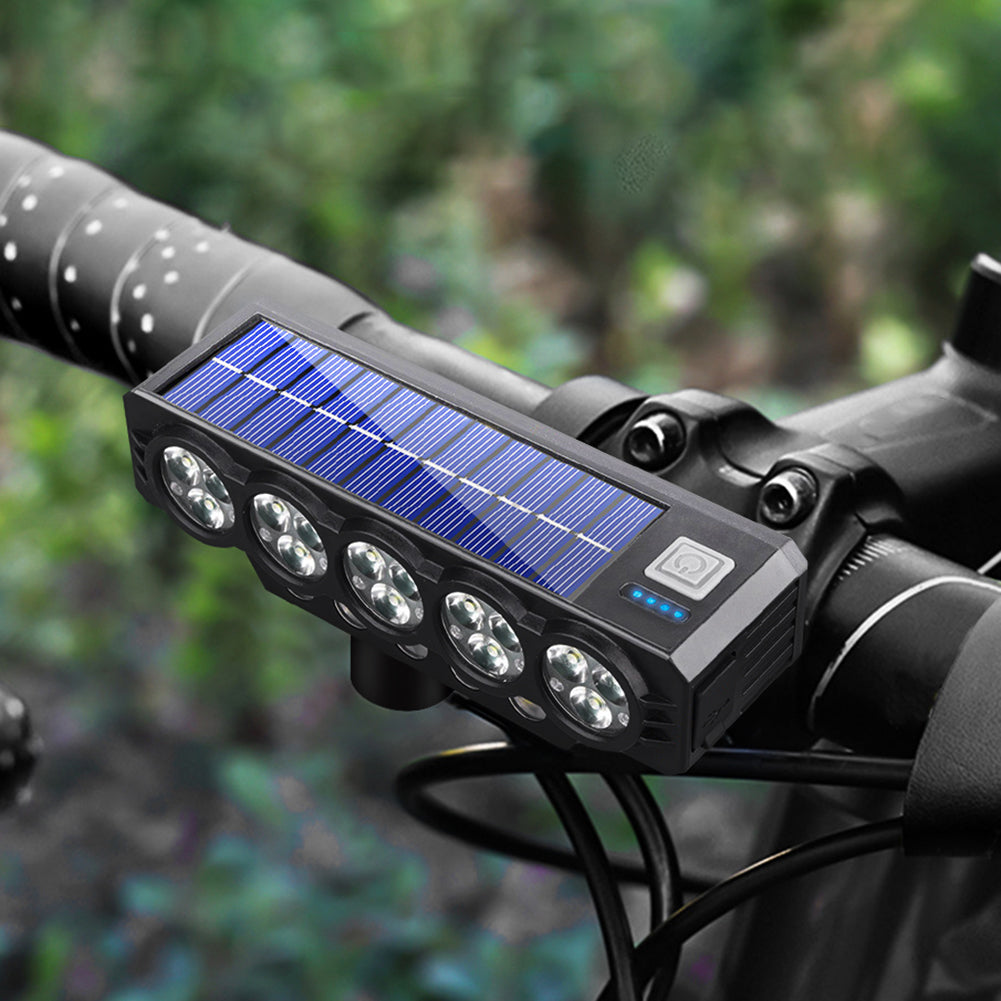 🚨💡 Faro solar para bicicleta con carga USB y altavoz, 900 lúmenes, luz nocturna de larga duración para ciclismo
