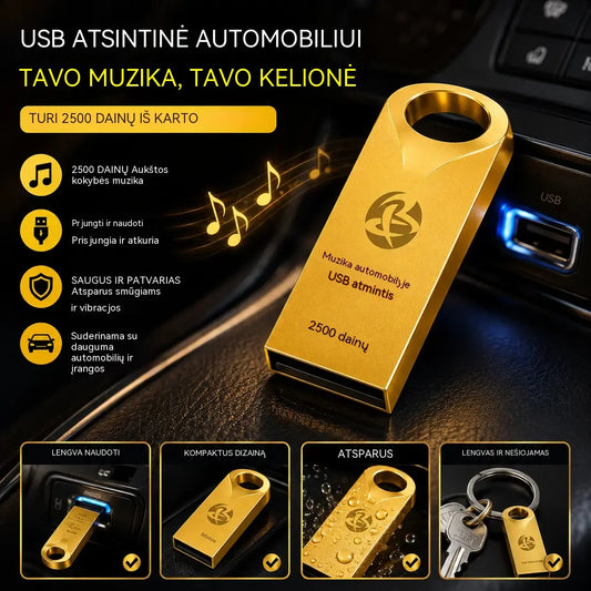 🔥🔥【32 GB】Aukštos kokybės universalus USB raktas muzikai automobilyje【2 500 populiarių dainų + 100 vaizdo įrašų】