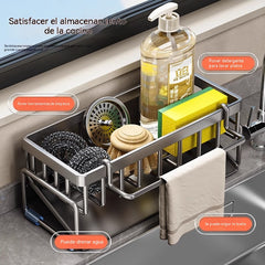 Estante de almacenamiento de cocina, fregadero, escurridor de paños de cocina