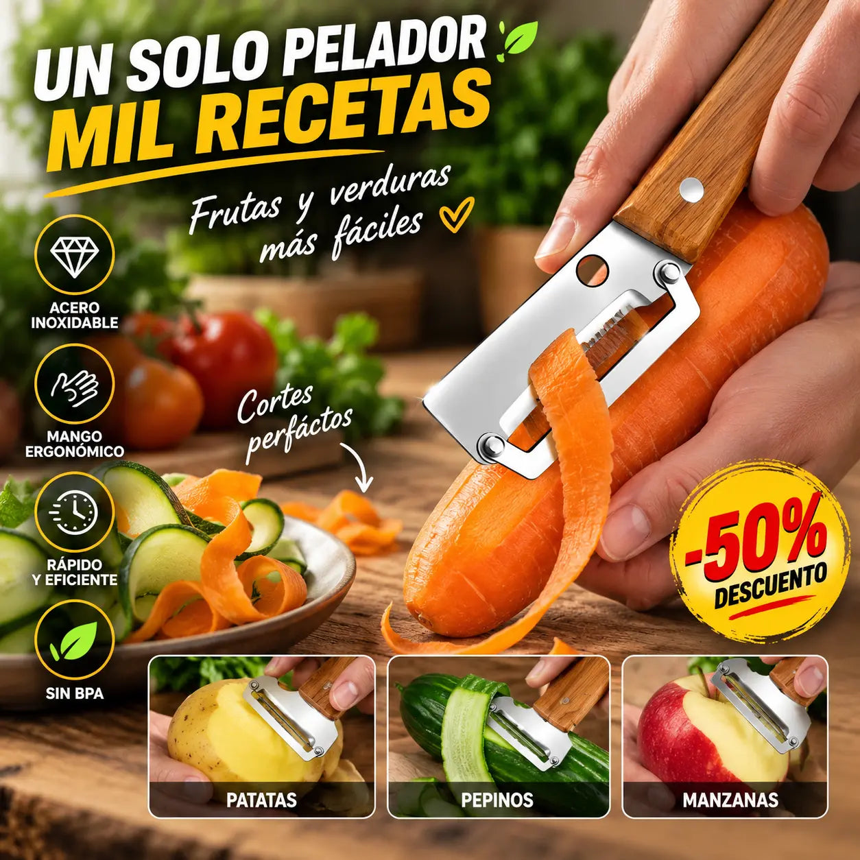 💥Compra uno y llévate otro gratis💥🔪Pelador multifuncional de acero inoxidable🧅