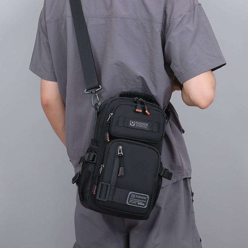 Bolso de pecho para hombre, bolso de hombro de gran capacidad con múltiples bolsillos.