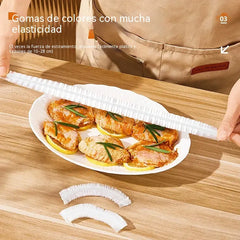 【3 paquetes con un total de 300 piezas.】🔥 Tapas elásticas desechables para platos y cuencos