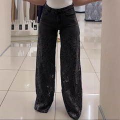 💥 VENTA VENTA 💥👖Modernos vaqueros con parches de encaje