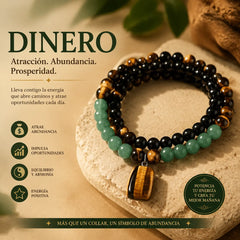 【¡Compra 1 y llévate 1 gratis!】✨(2 piezas) Collar para atraer dinero con colgante de aventurina verde y ojo de tigre, piedra de cristal curativa