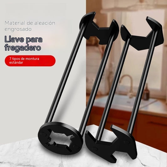 🔥【2 artículos por 26 €】Llave multifuncional para fregadero, llave universal para tuberías de agua, herramienta para la instalación y reparación de fregaderos y grifos de baño