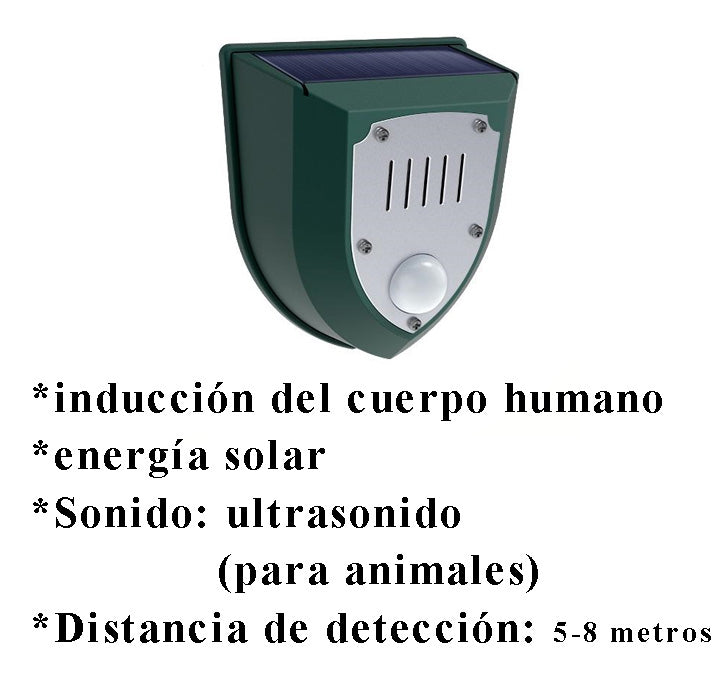Alarma solar, luz de alarma antirrobo con sensor de cuerpo humano, repelente de animales ultrasónico
