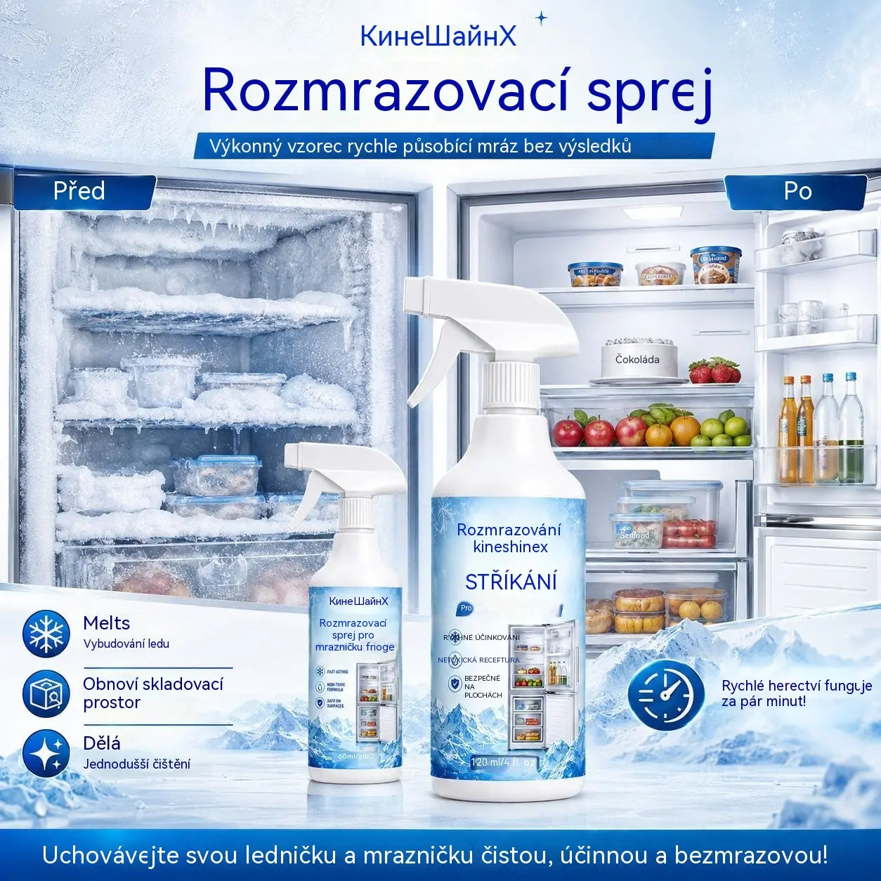 🔥【Kupte 1 a získejte 1 zdarma】❄️ Nový rozmrazovací sprej 2026 🧡 Rychle odstraňuje led z mrazáku