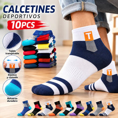 【10 pares】Calcetines deportivos transpirables, antiolores y absorbentes del sudor para hombre