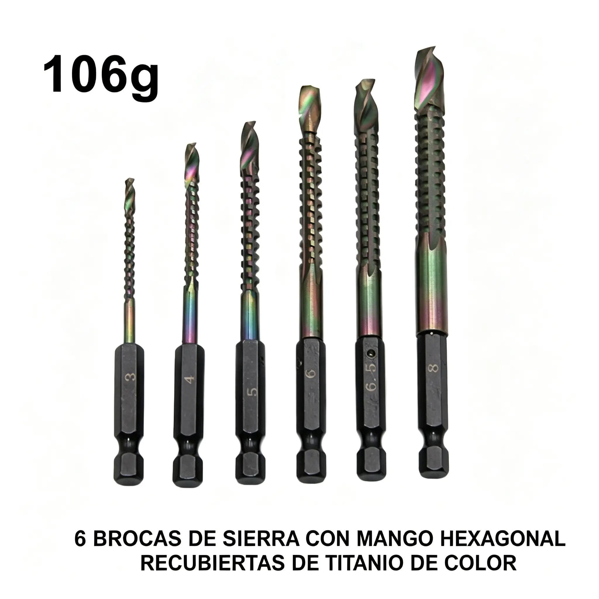 🛠️🔧(6 piezas)Broca helicoidal de acero de alta velocidad con revestimiento de titanio 2 en 1 – Vástago hexagonal, adecuada para taladrar y ranurar madera y metal🔩