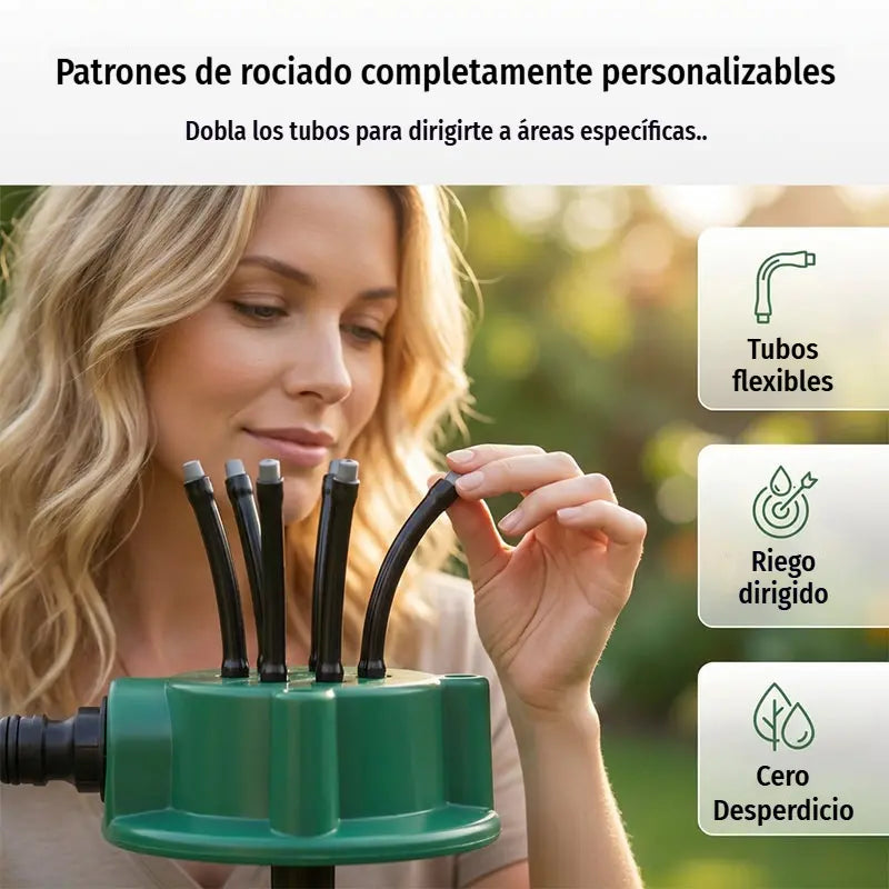 ✨ Aspersor automático multicabezal de jardín de 360°