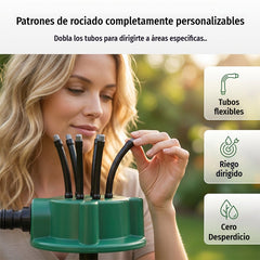 ✨ Aspersor automático multicabezal de jardín de 360°