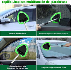 🎁Kit de limpieza de parabrisas de coche - extensible y giratorio 180°【1 pieza de plástico triangular + 4 fundas de tela】