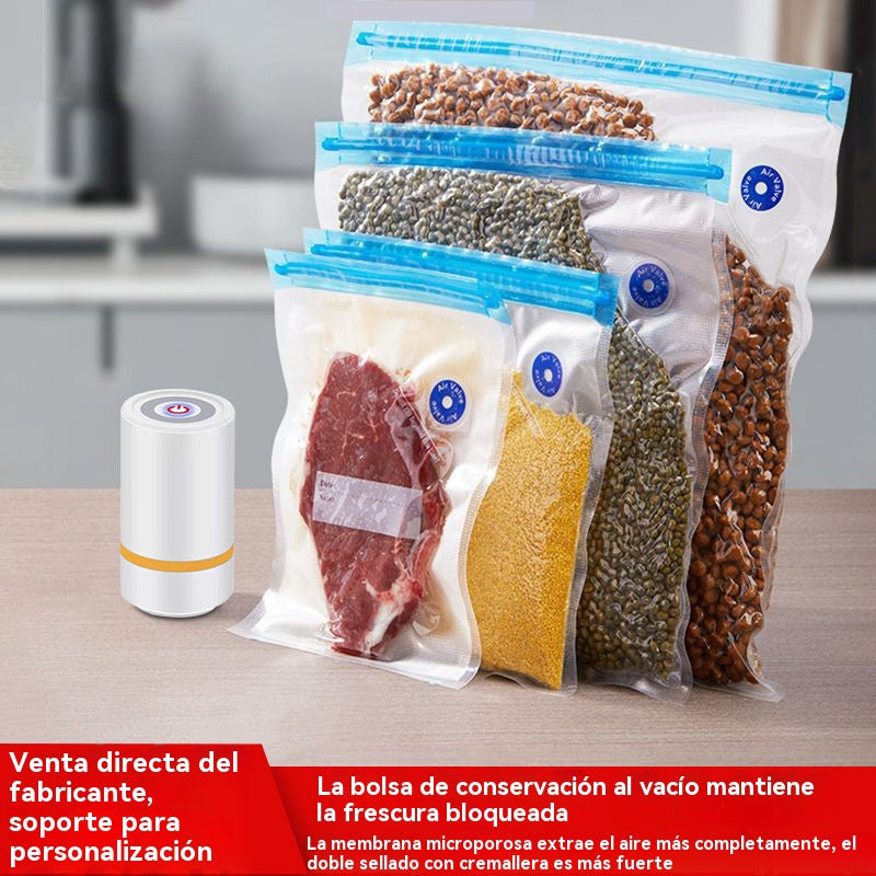 🥦🧊 Kit de Bolsas de Vacío con Bomba Eléctrica – Conserva los Alimentos Frescos por Más Tiempo y Mantén tu Nevera Ordenada