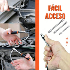 🔩 3 tamaños (1/4", 3/8", 1/2") ⚙️ Barra extensible flexible para llave de carraca - vanadio, llega a rincones estrechos, bloqueo de bola - ideal para maquinistas y aficionados al bricolaje 🛠️