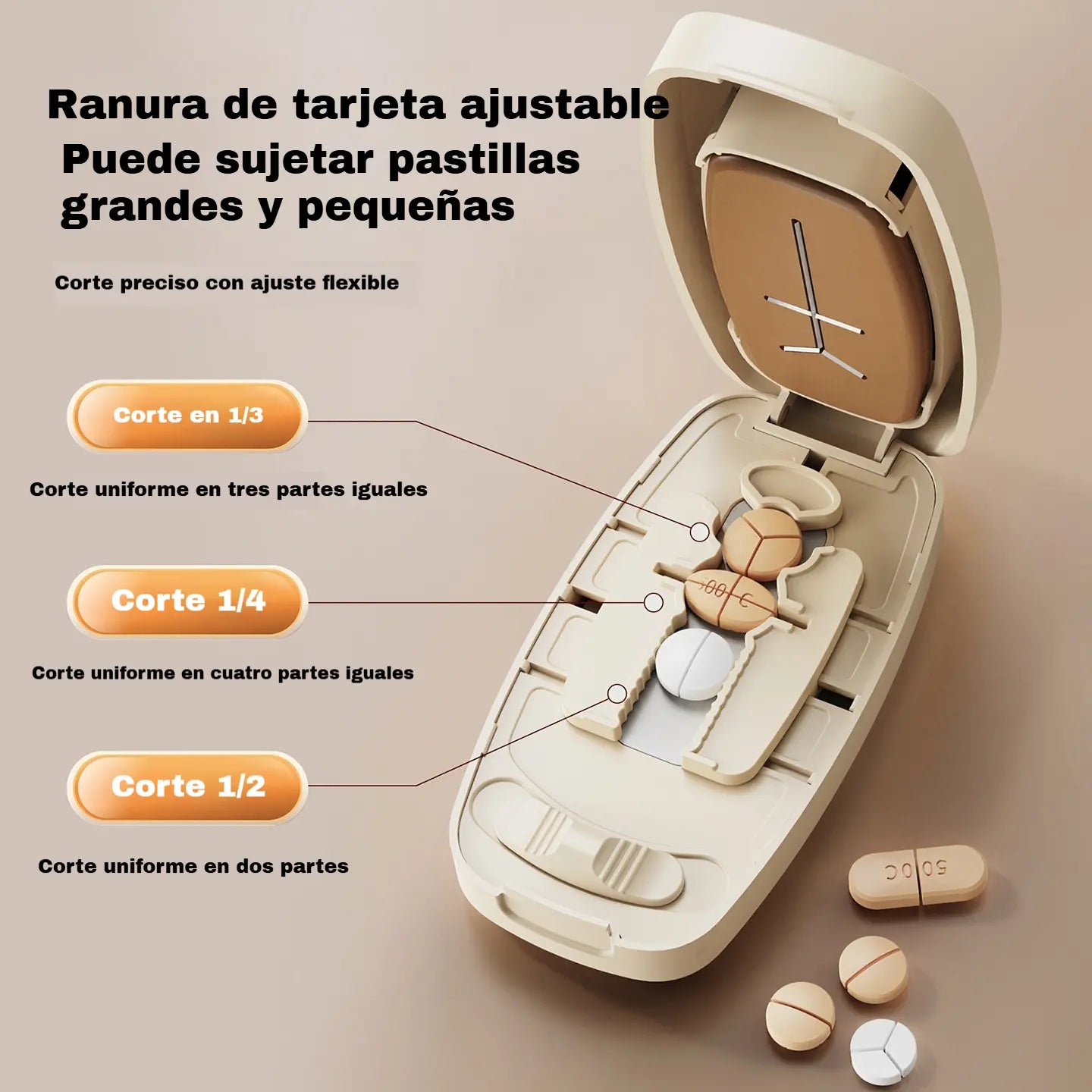 💊 ¡Ahorra un 50%! ✂️ Cortador de pastillas – Corte preciso, práctico para viajar y cuchilla segura ✨