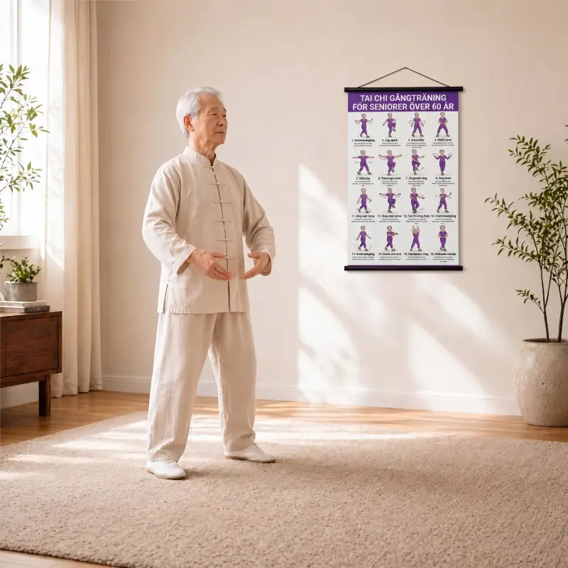 🧘‍♀️🖼️Póster de ejercicios de Tai Chi para personas mayores，Un regalo saludable para tus padres