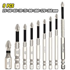 🧰⚒️ 【Puntas de destornillador antideslizantes K5 [25-150L] Juego de nueve piezas】Destornillador Phillips antideslizante, taladro eléctrico magnético súper duro y potente