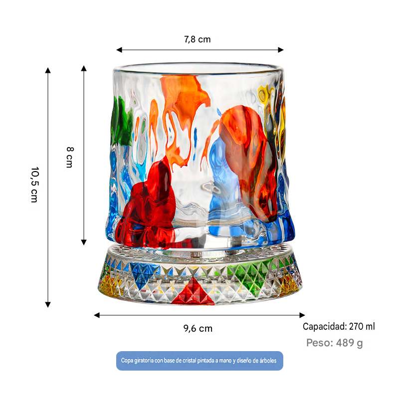 🥃【270ml】💎Vaso de whisky giratorio 360°, vaso de licor antiestrés pintado