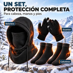 🧣❄️ Set de 4 Piezas de Invierno para Hombre y Mujer | Gorro, Guantes, Calcetines y Mascarilla de Cuello | Térmico, Afelpado y Cortavientos 🧤