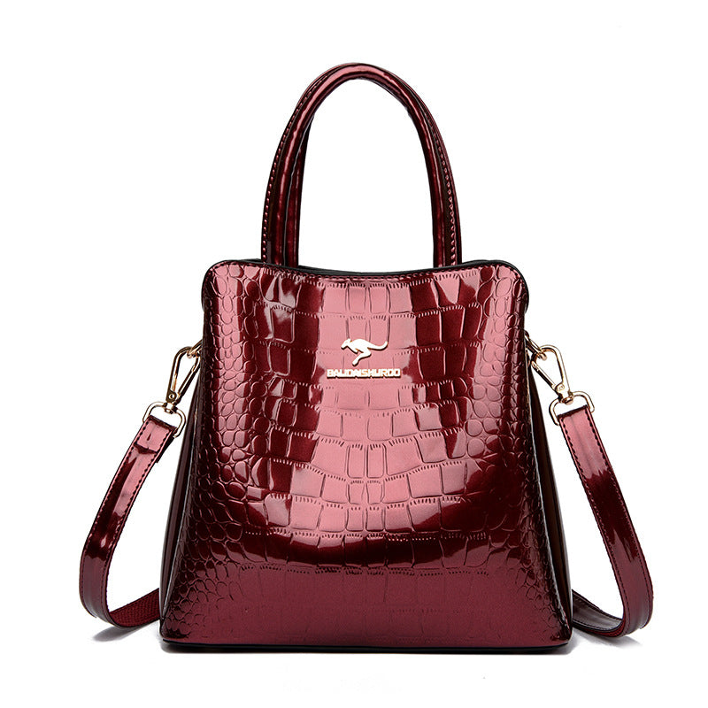 👜 ¡TIEMPO LIMITADO: 50% DE DESCUENTO! ✨ Bolso de mano brillante para mujer con estampado de cocodrilo: estructurado, detalles dorados, espacioso y elegante 💼