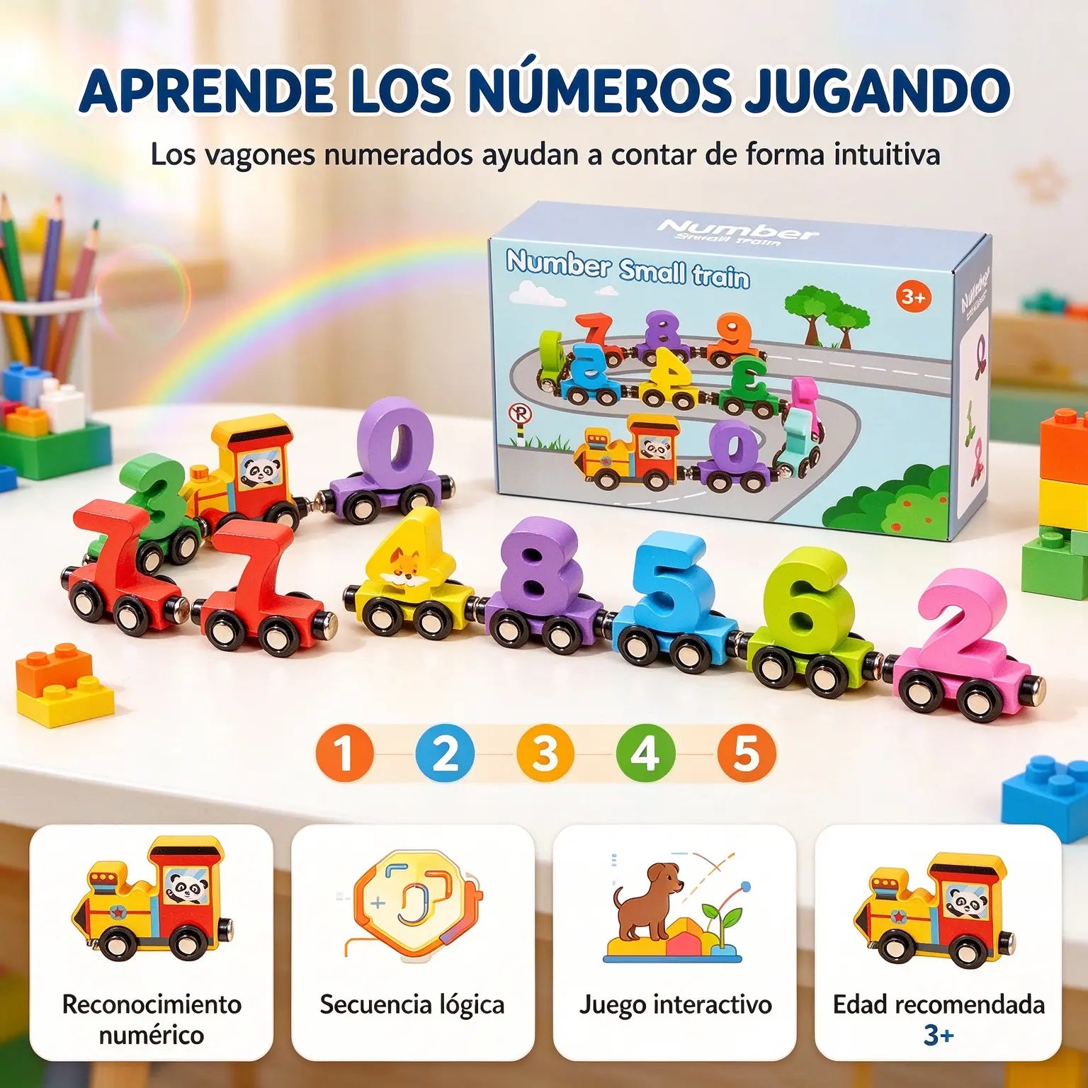 🚂 Tren numérico magnético para niños | Juguete de construcción educativo para aprender jugando