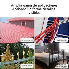 【Compra 1 y llévate 1 gratis】Pintura metálica a base de agua, pintura antioxidante, pintura para renovación de puertas y barandillas de hierro forjado con pincel incorporado.