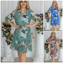 【S-5XL】💥Nuevo vestido de gasa estampado elegante de moda