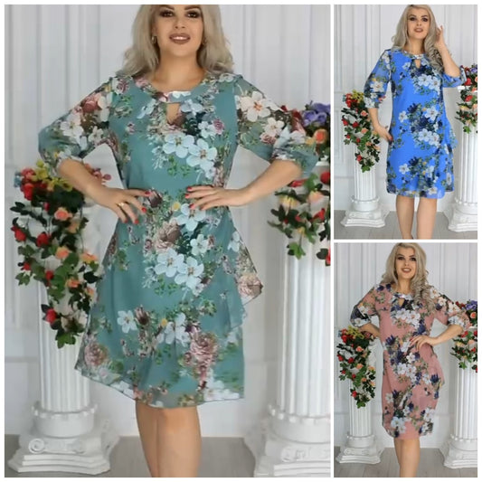 45%off【S-5XL】💥Nuevo vestido de gasa estampado elegante de moda