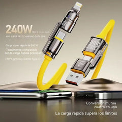🔥Compre 1 y obtenga 1 gratis（2 piezas） 🔥Cable de carga rápida 4 en 1 de 240 W（2 metros de largo）⚡📱