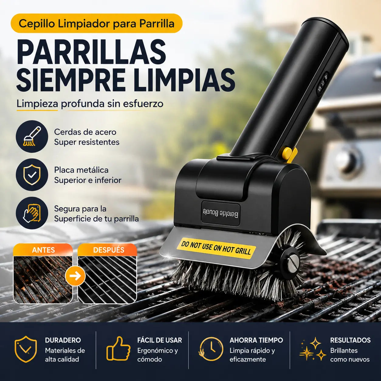 🔋🧹 Cepillo eléctrico inalámbrico para limpieza de barbacoas – batería de litio, multifuncional y fácil de usar 🔥🍖