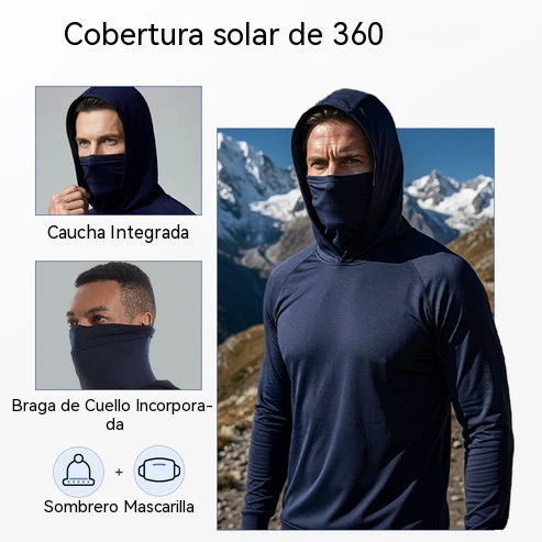 🔥🌞Sudadera con capucha ligera para hombre, secado rápido y protección UV