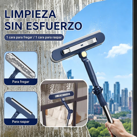 🧼✨ Limpiacristales 2 en 1 de doble cara con mango extensible para limpiar cristales en edificios altos.