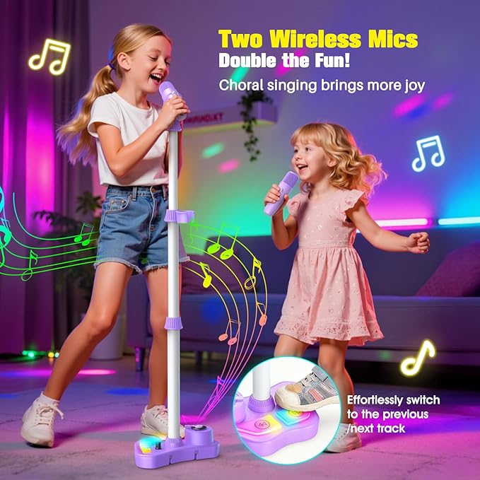 💥Juego de micrófono, juego de máquina de karaoke con luz
