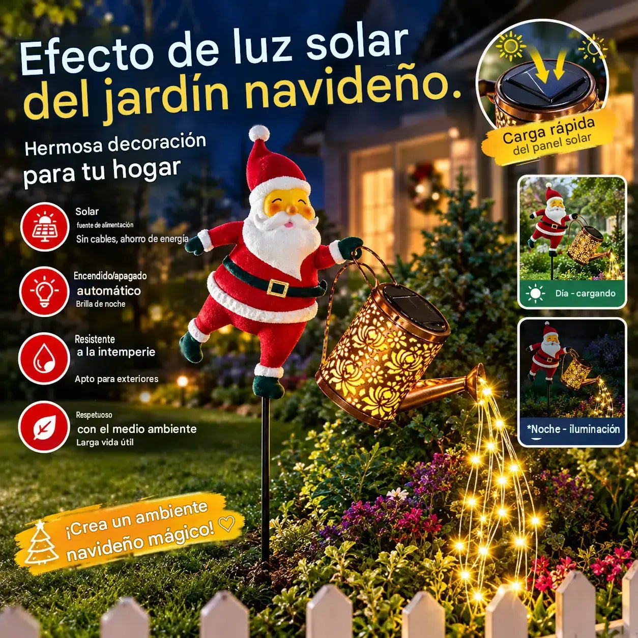 📢📢¡50% DE DESCUENTO! 🎅Luz solar de jardín de Papá Noel✨