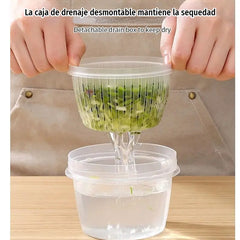 🧅【¡Compra 1 set y llévate otro de regalo!】🧄 Contenedor Organizador 2 en 1 con Escurridor y Tapa Hermética | Caja Apilable para Nevera 🥬✨