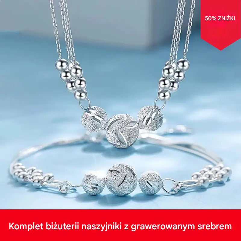 🔥Gorąca wyprzedaż🔥【Naszyjnik + Bransoletka】✨Zestaw biżuterii ze srebra z grawerowanym naszyjnikiem