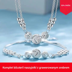 🔥Gorąca wyprzedaż🔥【Naszyjnik + Bransoletka】✨Zestaw biżuterii ze srebra z grawerowanym naszyjnikiem