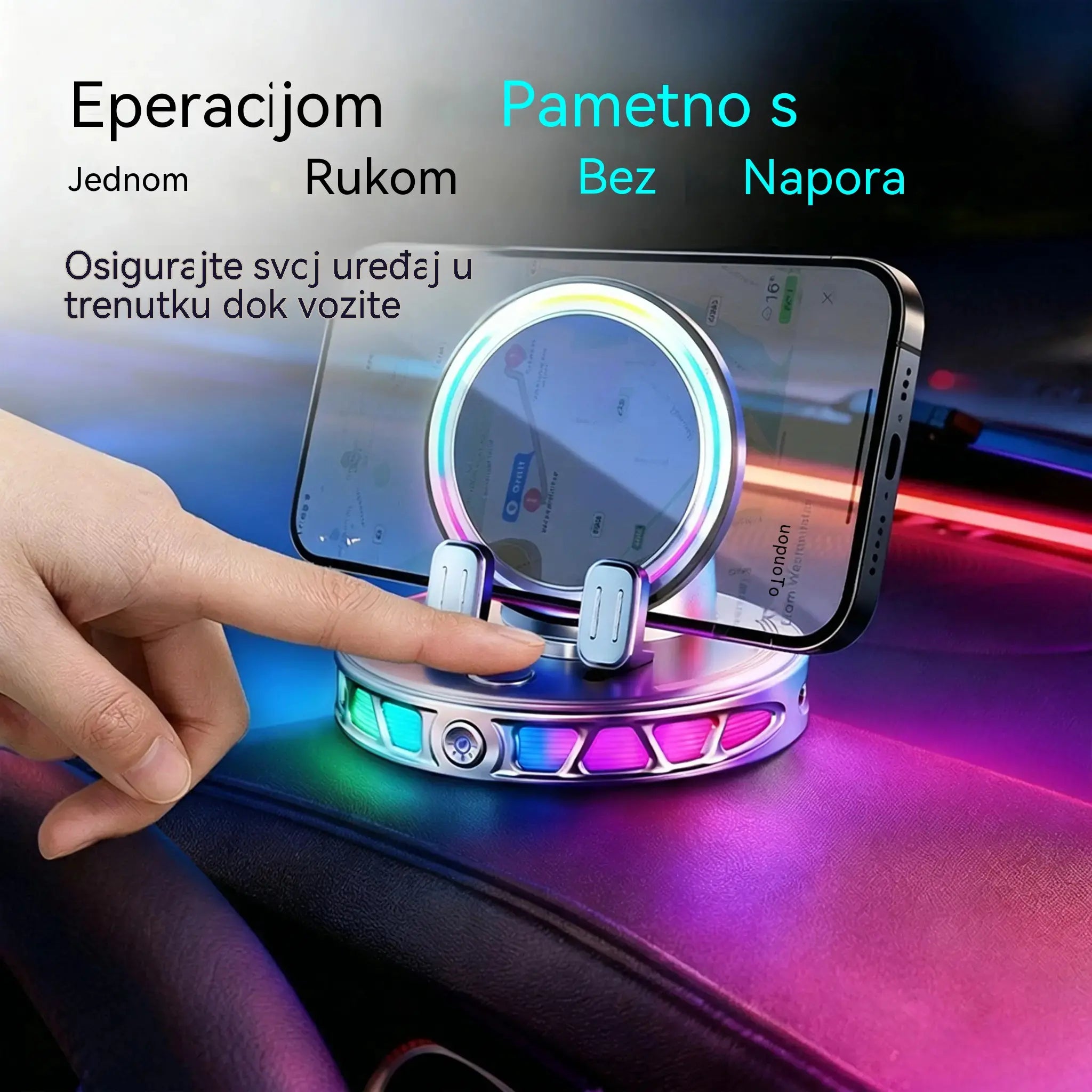 📱 RGB nosač za automobil s automatskim stezanjem i bežičnim punjenjem od 15 W