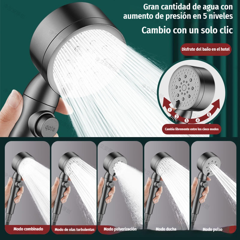 🚿💦 Cabezal de ducha 5-en-1: 5 modos + presión mejorada ✨