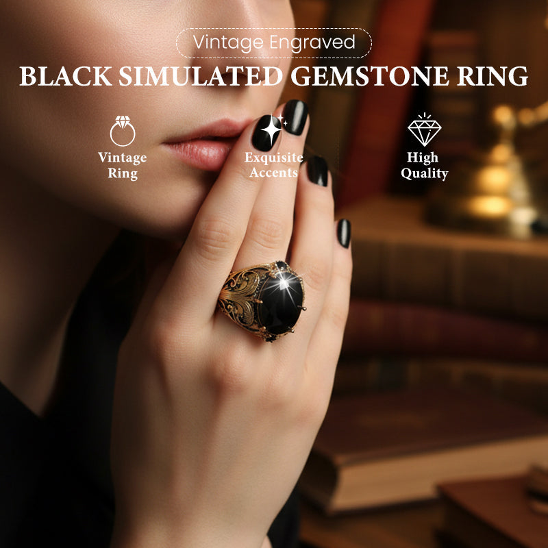 🖤🔥💍【Más vendido】🔥 Anillo vintage de lujo 💫 Anillo con piedra preciosa