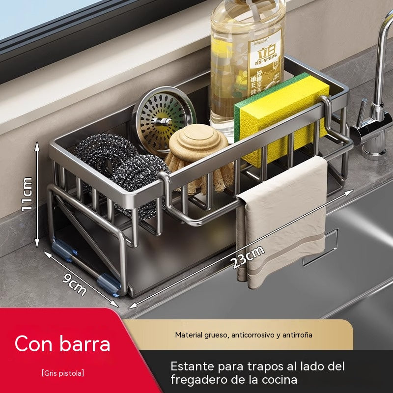 Estante de almacenamiento de cocina, fregadero, escurridor de paños de cocina