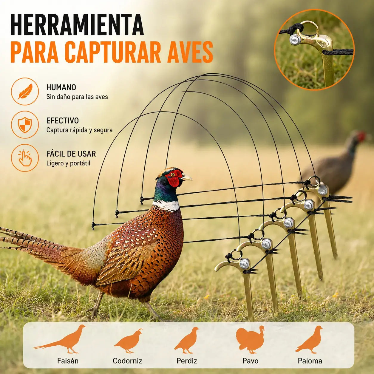 🦆🐓【5 piezas】Trampa para pájaros de tamaño mediano, adecuada para pollos, faisanes, ánades reales, perdices y patos.